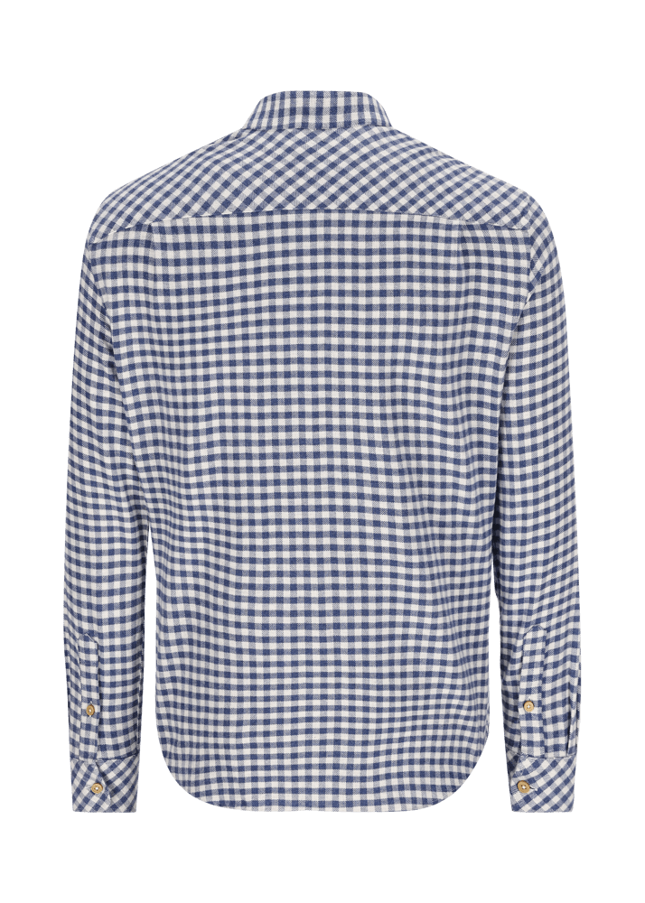 Luis Trenker Camicia con colletto alla coreana e motivo vichy Lubernet Fornitura limitata