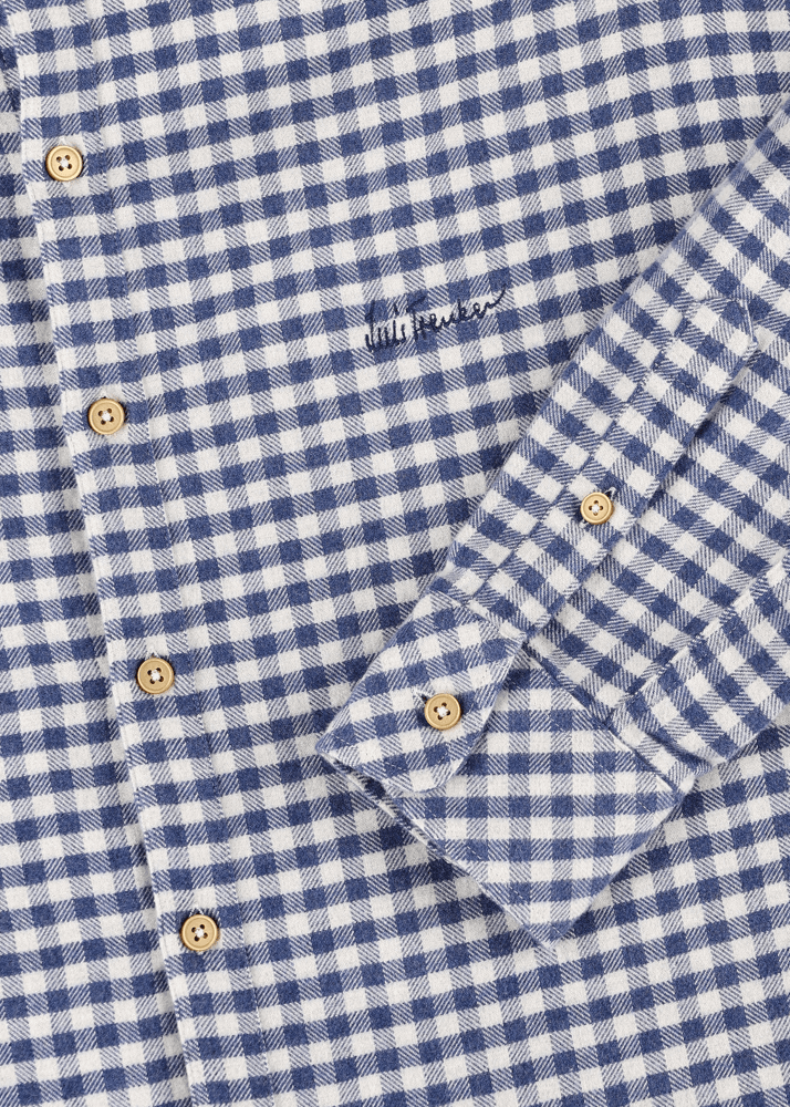 Luis Trenker Camicia con colletto alla coreana e motivo vichy Lubernet Fornitura limitata