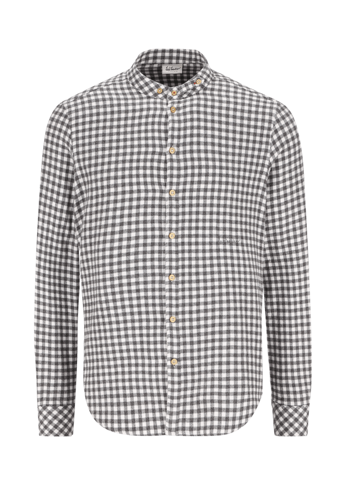 Luis Trenker Camicia con colletto alla coreana e motivo vichy Lubernet Shopping online