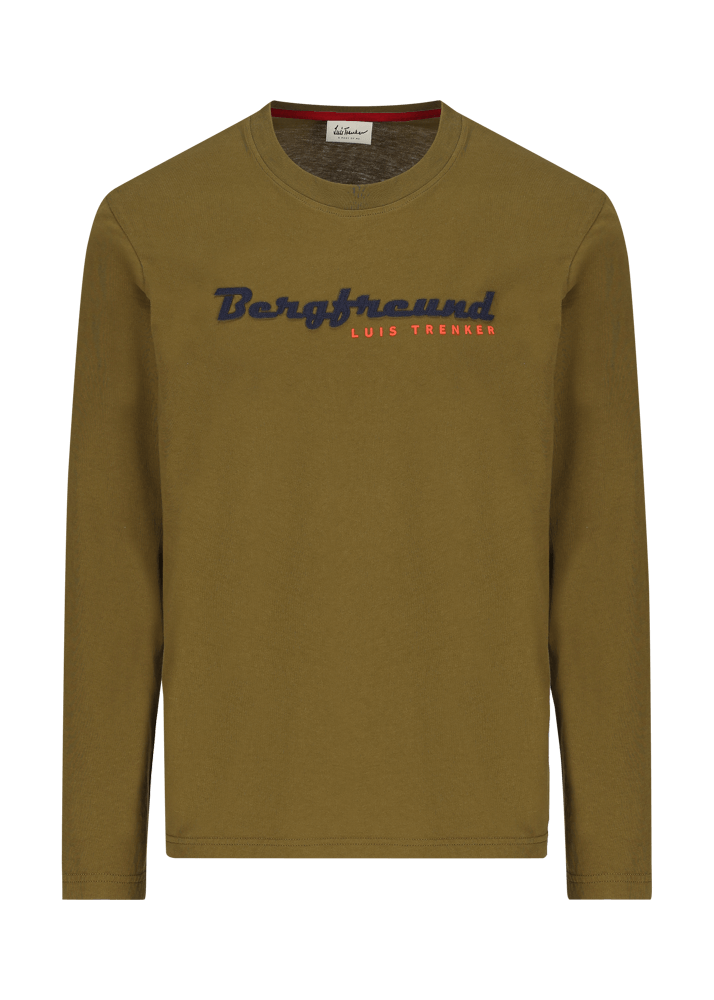 Luis Trenker Maglia a maniche lunghe con scritta Bergfreund Offerta natalizia