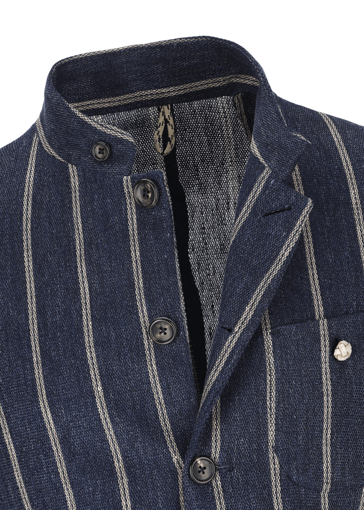 Luis Trenker Blazer in lino con motivo gessato modello Lusandro Sconto