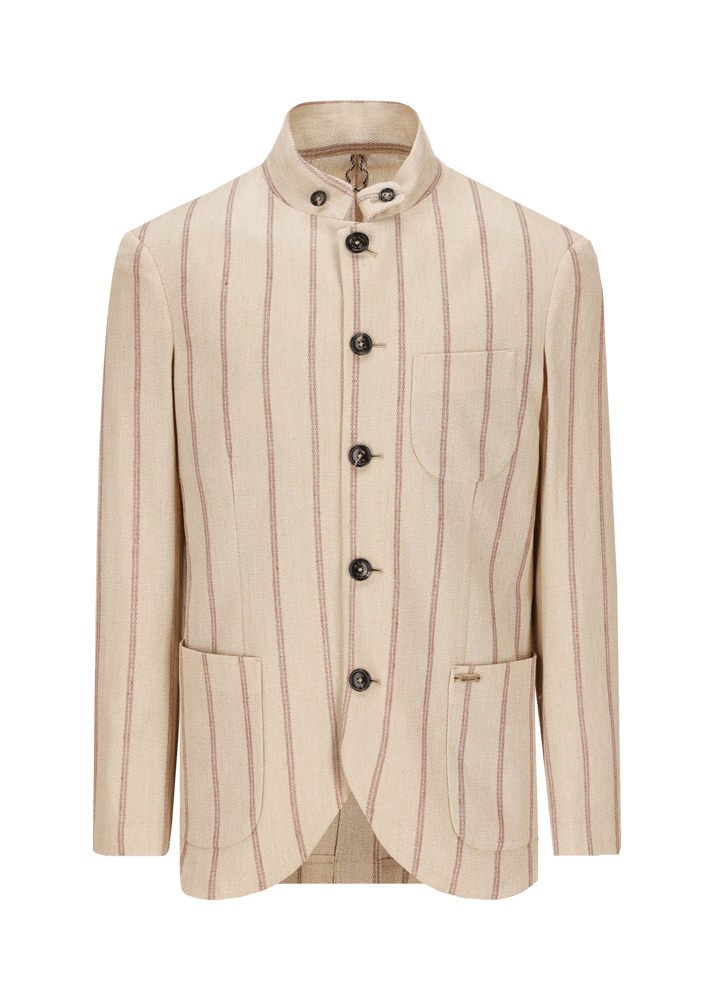 Luis Trenker Blazer in lino con motivo gessato modello Lusandro Offerta