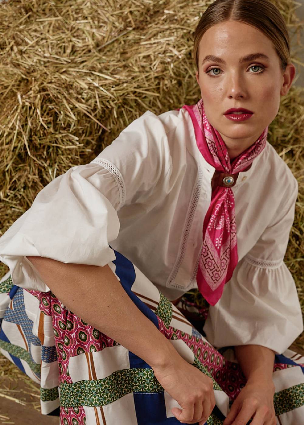 Luis Trenker Blusa in cotone con maniche a sbuffo modello Lufanny Offerta speciale