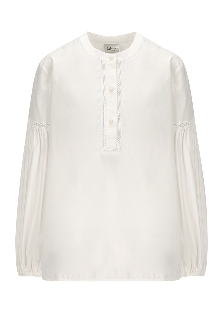 Luis Trenker Blusa in cotone con maniche a sbuffo modello Lufanny Offerta speciale