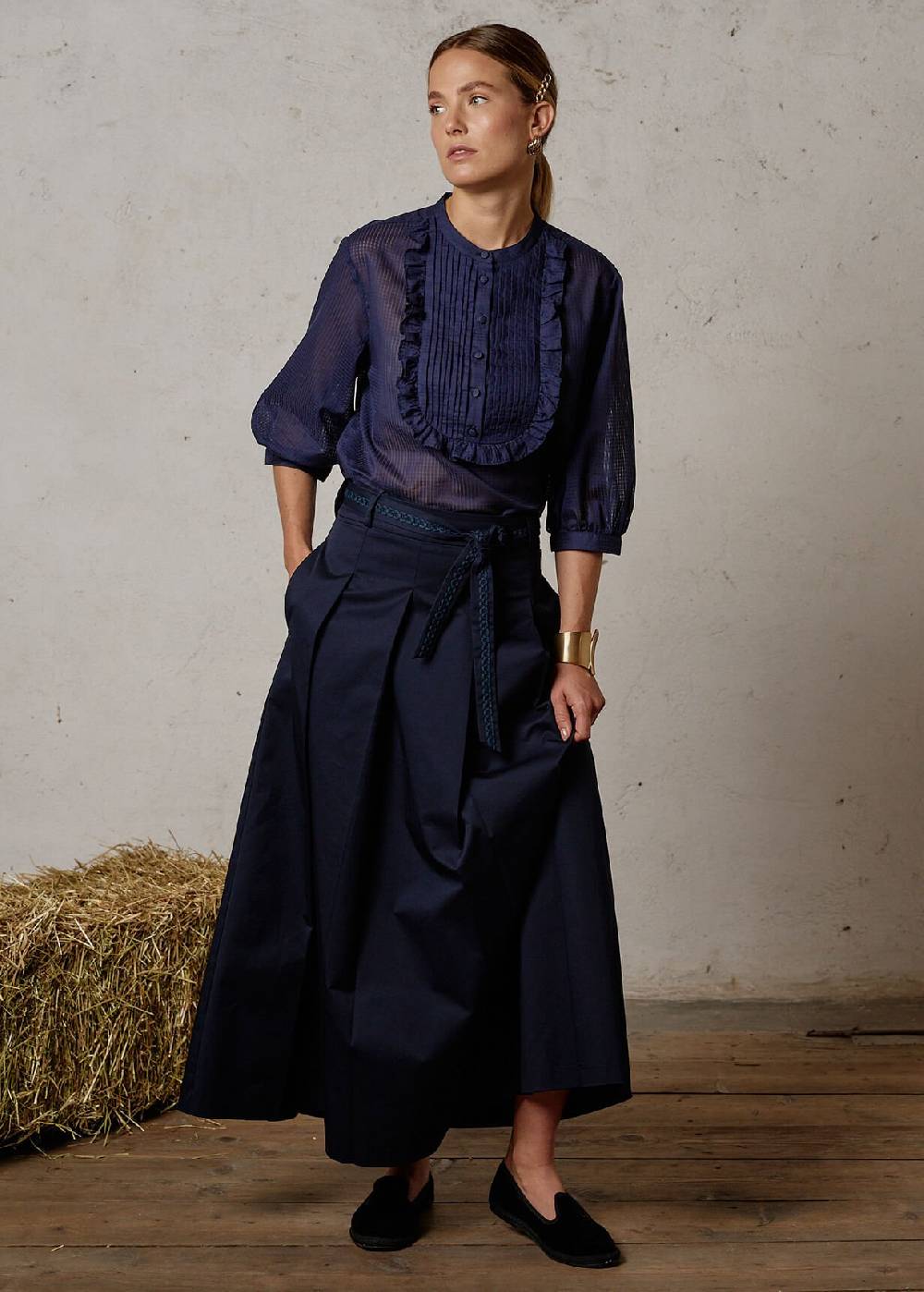 Luis Trenker Blusa in cotone con plastron modello Lufasta Flash Sale