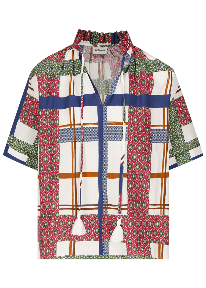 Luis Trenker Blusa a maniche corte con stampa colorata modello Lufiore Offerta natalizia