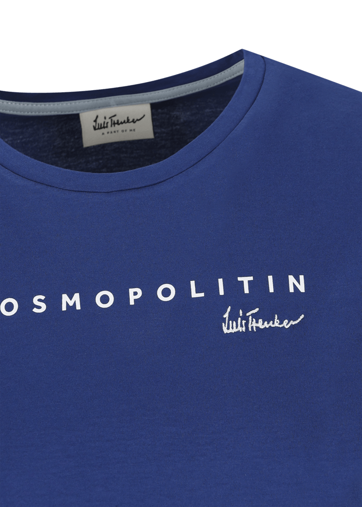 Luis Trenker T-shirt con logo ricamato e stampa "Kosmopolit" Offerta migliore