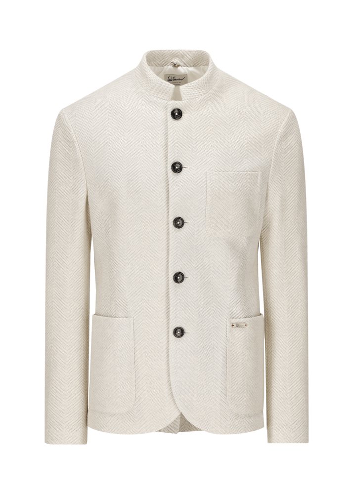 Luis Trenker Blazer in jersey con motivo a spina di pesce modello Luigis Saldi