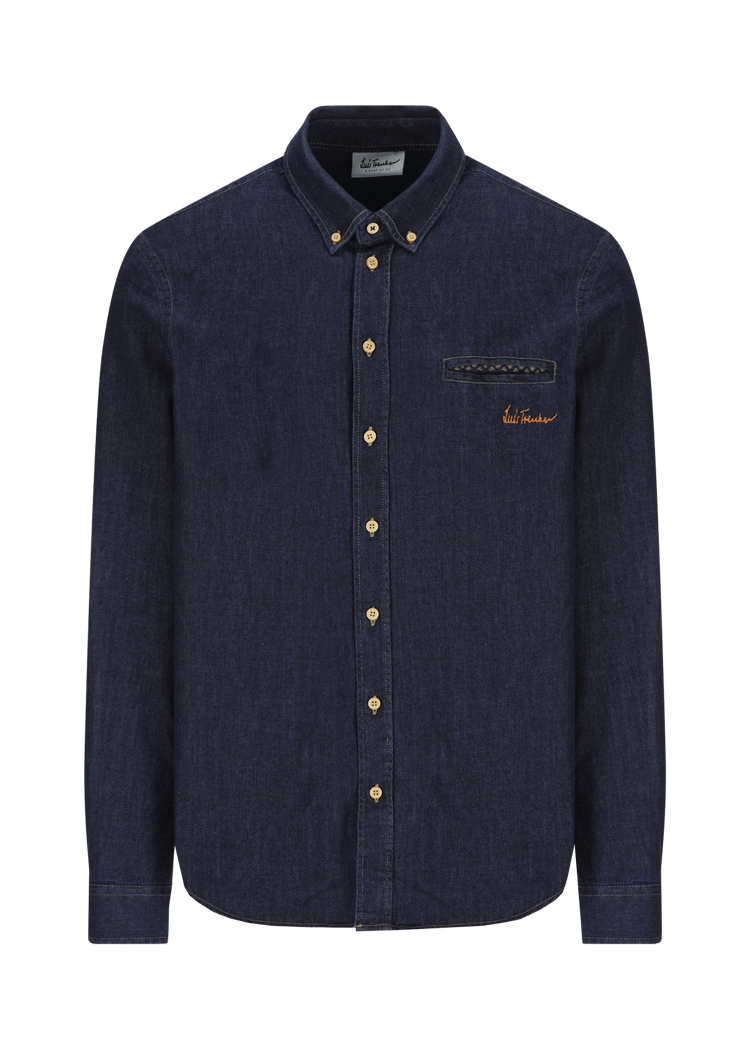 Luis Trenker Camicia button down in denim modello Lubenzio Offerta natalizia