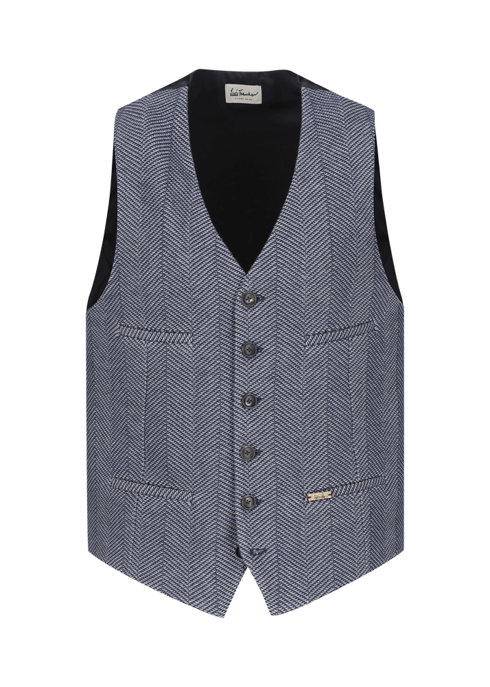 Luis Trenker Gilet in jersey con motivo a spina di pesce modello Lusebastian Offerta speciale della fabbrica