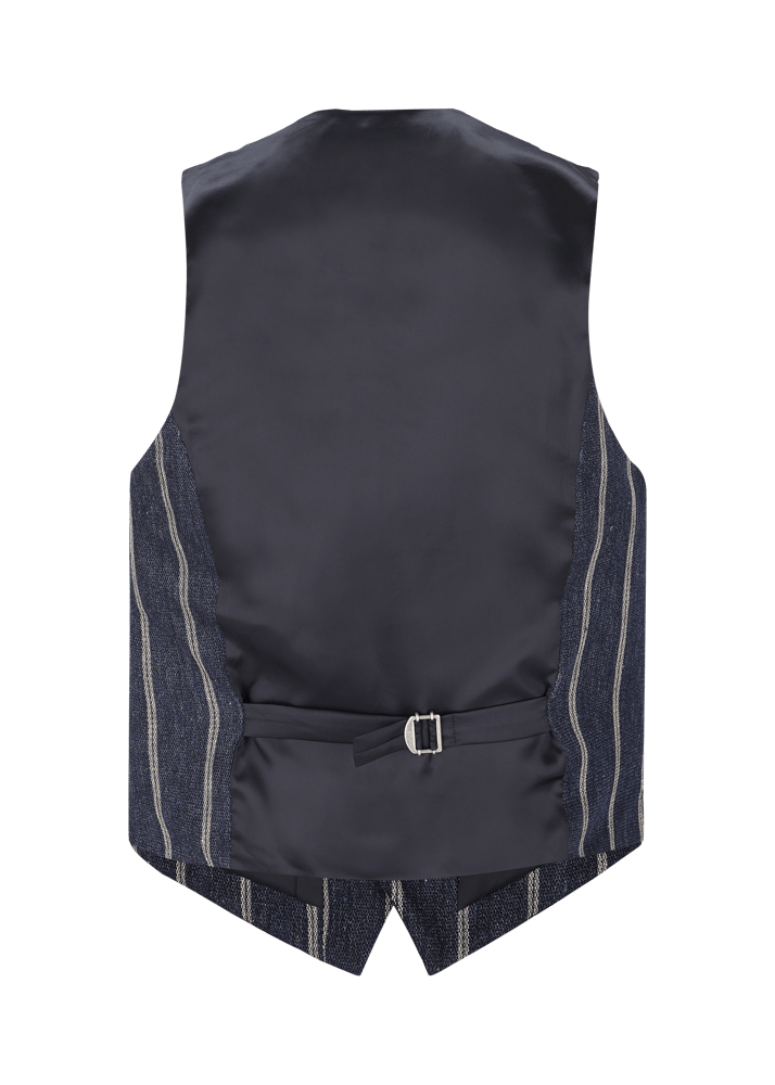Luis Trenker Gilet in lino con motivo gessato modello Lusebastian Esporta salva