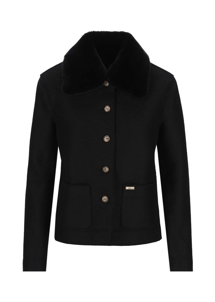 Luis Trenker Blazer in lana cotta con collo in pelliccia modello Luroberta Promozione Limitata