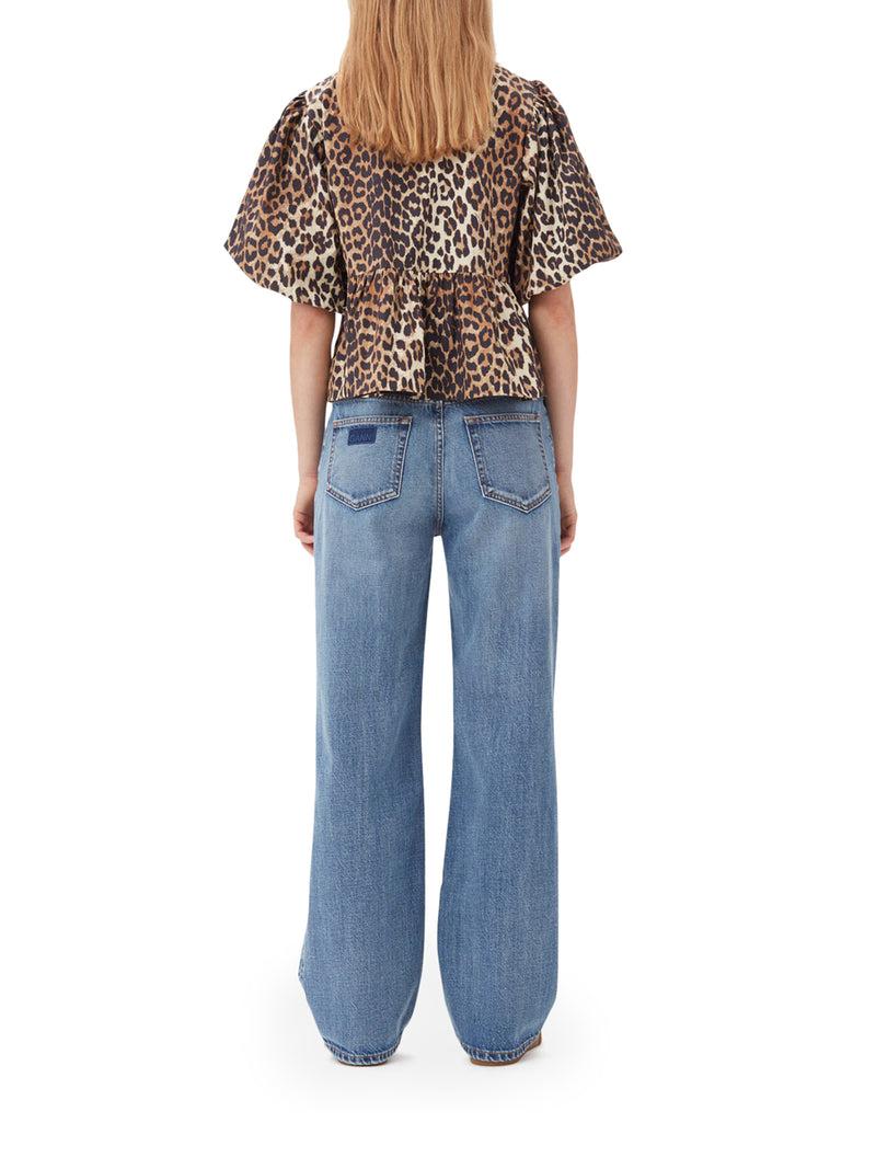 Suitnegozi BLUSA IN POPELINE DI COTONE CON CRAVATTA A PEPLUM LEOPARDATA Vendite Flash