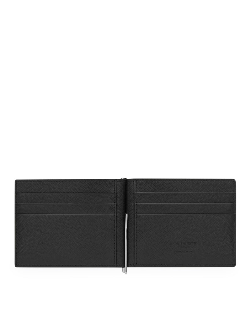 Suitnegozi PORTAFOGLI FERMASOLDI SAINT LAURENT PARIS NERO PELLE A TEXTURE Offerte