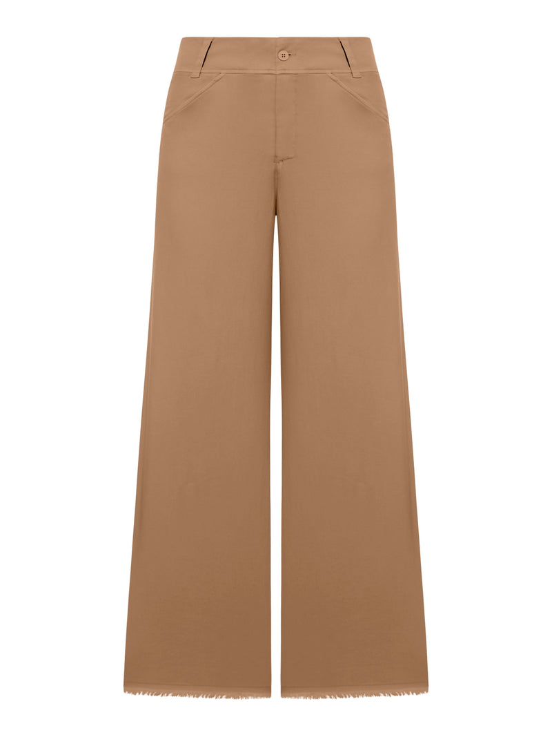 Suitnegozi Pantalone gamba larga e taglio a vivo sul fondo in viscosa e cotone stretch