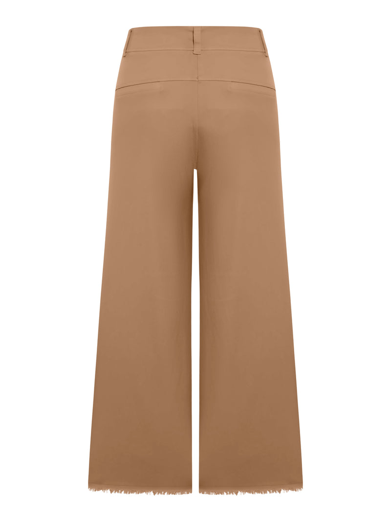 Suitnegozi Pantalone gamba larga e taglio a vivo sul fondo in viscosa e cotone stretch Offerta