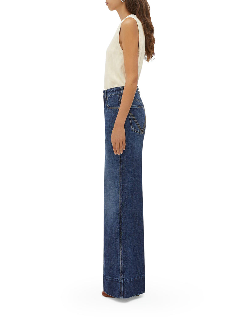 Suitnegozi Pantaloni Wide Denim lavaggio medio Negozio online di fabbrica