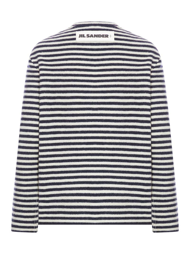 Suitnegozi Top bicolore in lana a maniche lunghe con etichetta logo Jil Sander+ sul retro Cyber Monday