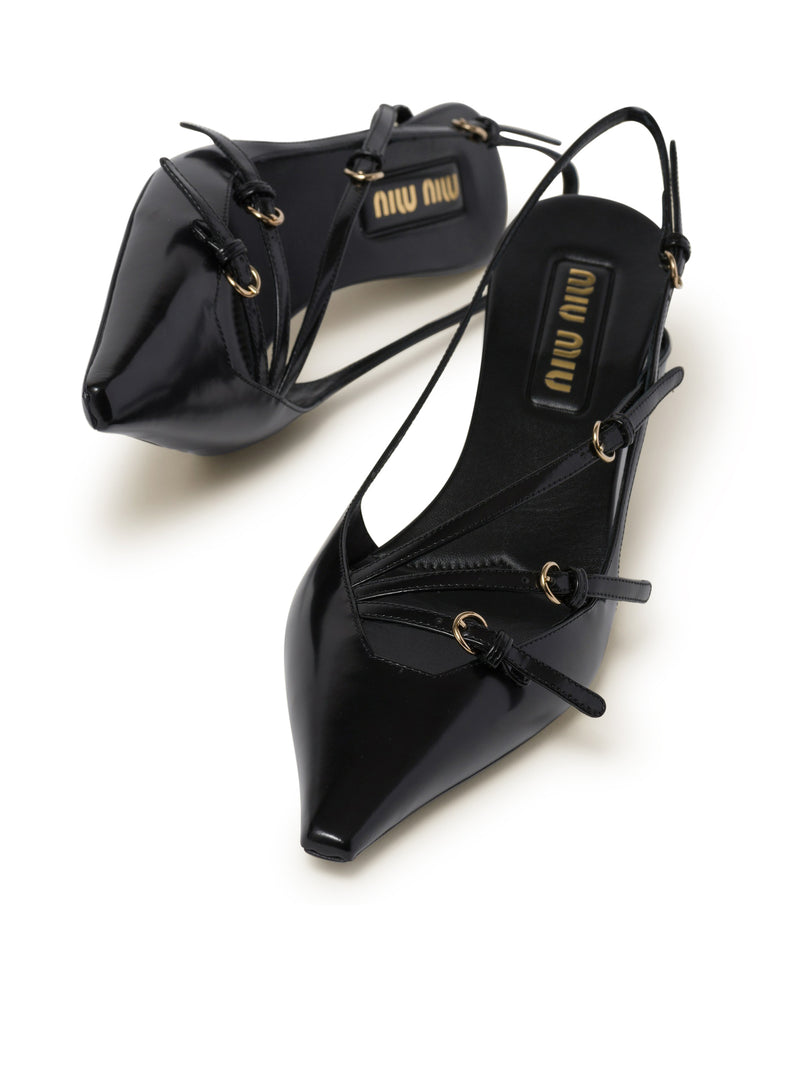 Suitnegozi Décolleté slingback in pelle spazzolata con fibbie Affare Del Giorno