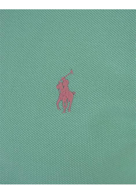 RALPH LAUREN Polo in Piquet Slim-Fit Verde Tramonto e Rosa - RALPH LAUREN Saldi