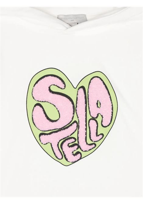 STELLA MCCARTNEY KIDS Felpa con Cappuccio Bianca con Grafica Stella Applicata - STELLA MCCARTNEY KIDS Ultimo giorno