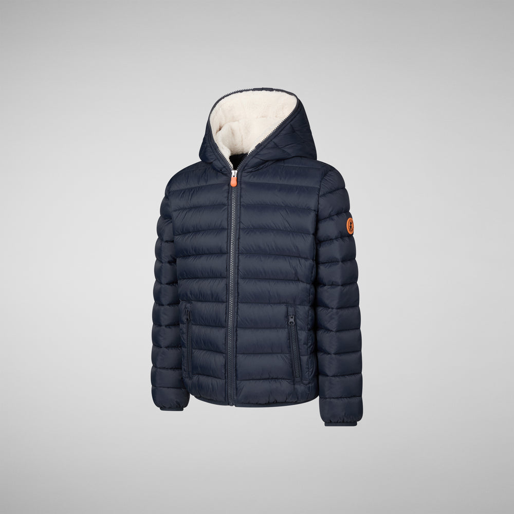 Save the duck PIUMINO ANIMAL FREE BAMBINO BLU FINNEGAN BLU NERO Sconti VIP