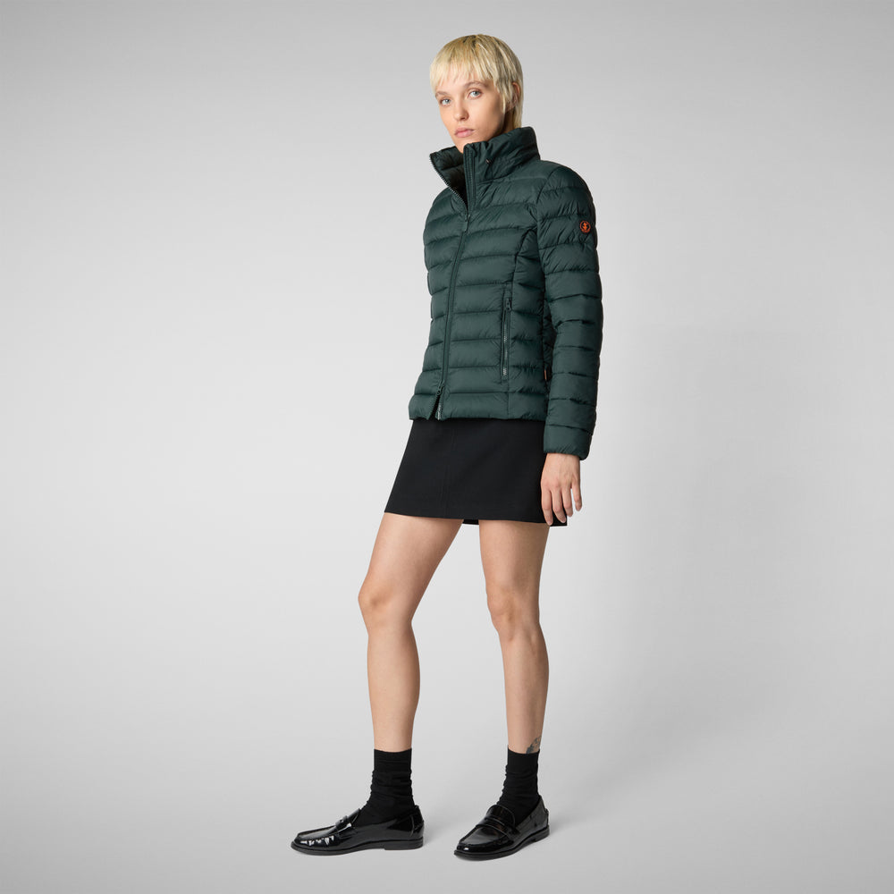 Save the duck PIUMINO ANIMAL FREE CON CAPPUCCIO DONNA AMELIE VERDE NERO Duty-free
