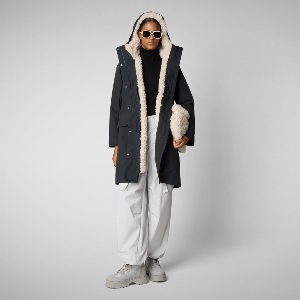 Save the duck PARKA DONNA CON CAPPUCCIO NOELLE BLU NERO Sconto