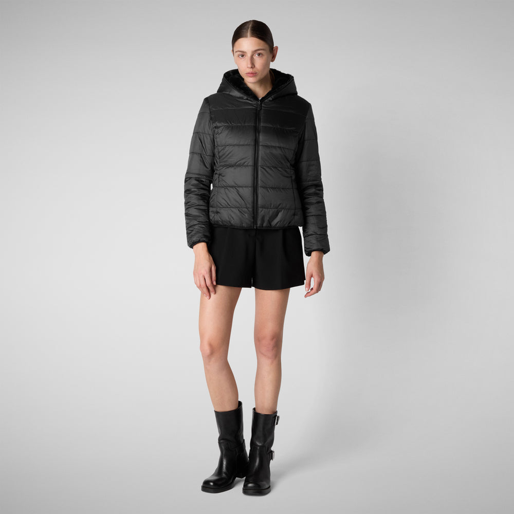 Save the duck GIACCA CON CAPPUCCIO DONNA LAILA NERO Liquidazione