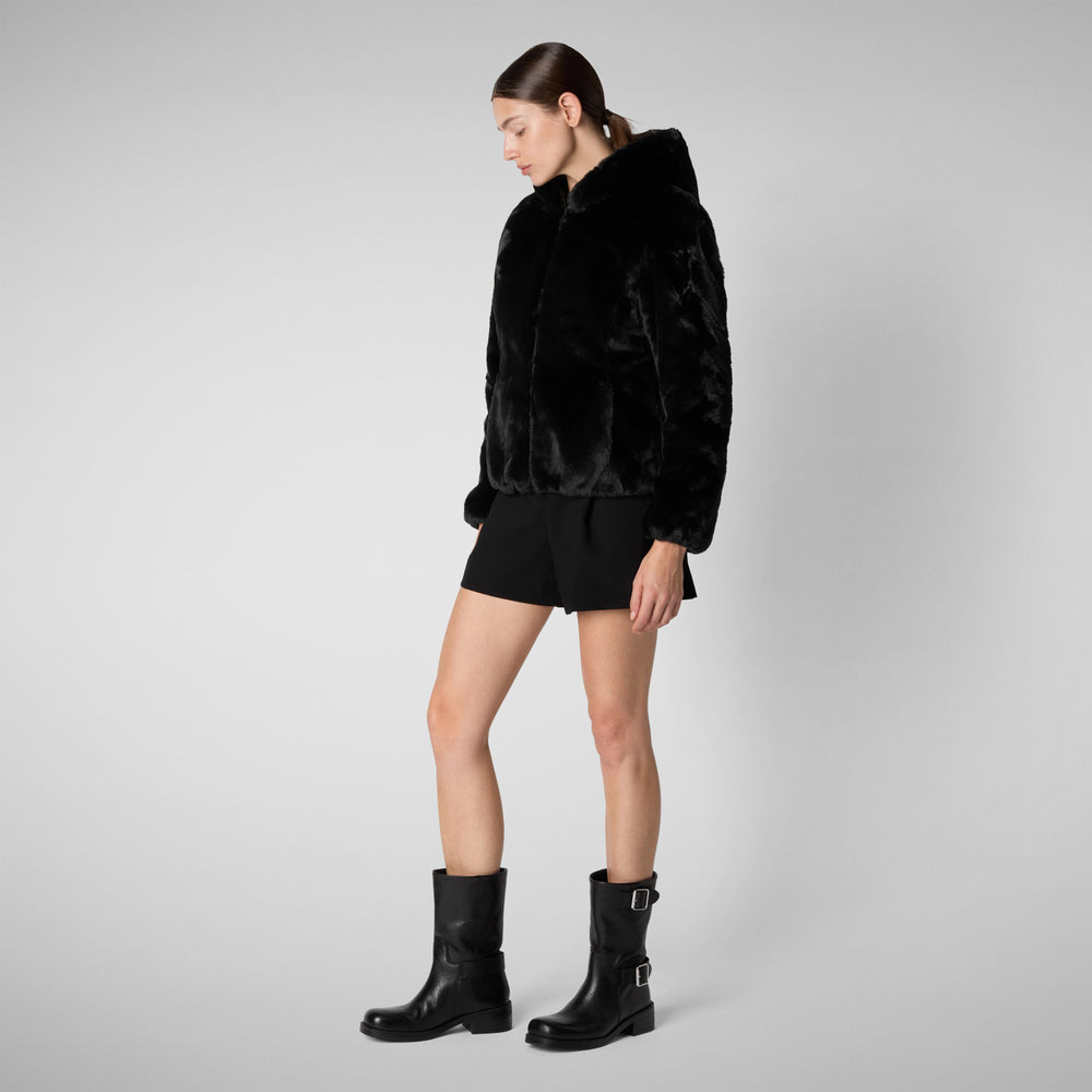 Save the duck GIACCA CON CAPPUCCIO DONNA LAILA NERO Liquidazione