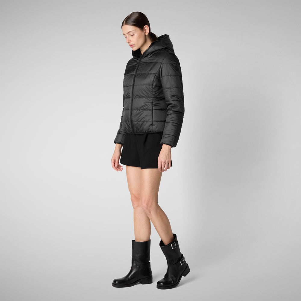 Save the duck GIACCA CON CAPPUCCIO DONNA LAILA NERO Liquidazione