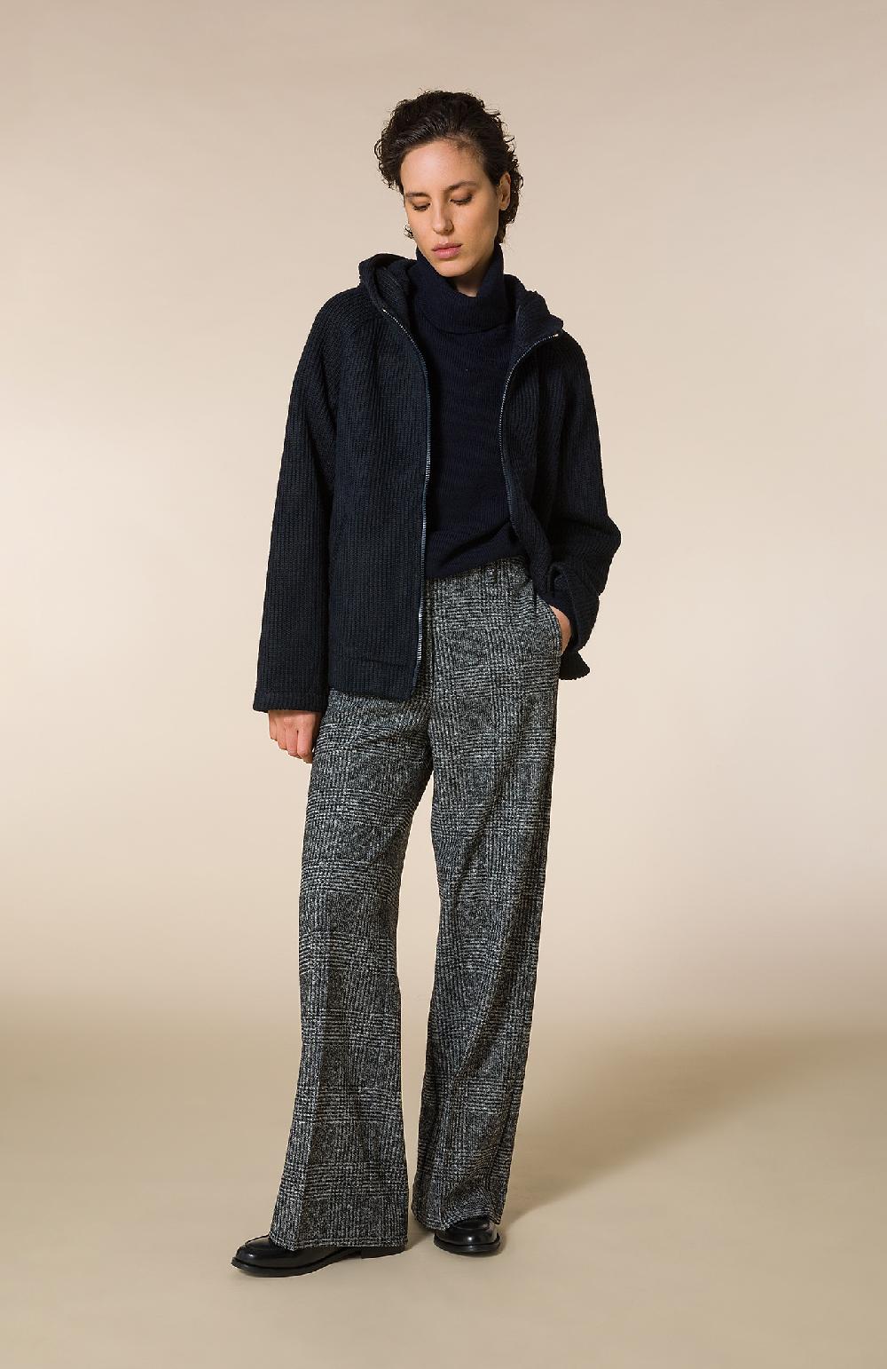 Seventy Pantalone lungo relax fit in galles misto lana - Col. Nero In Saldo