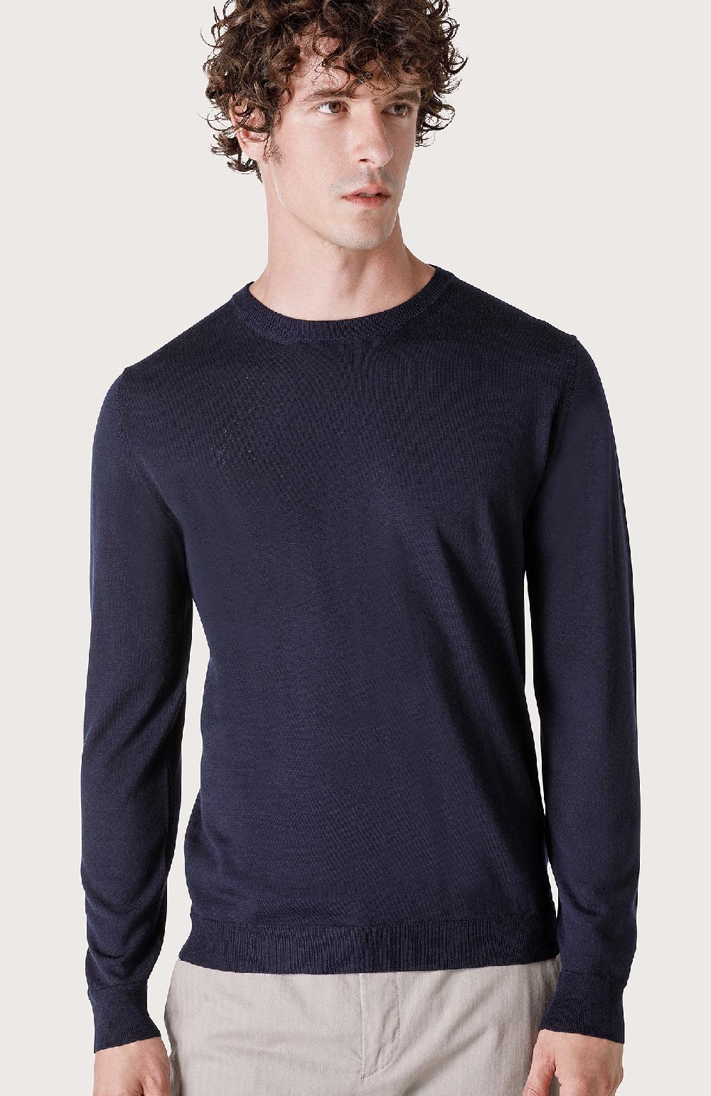 Seventy maglia girocollo in rasato - Col. Blu In Saldo