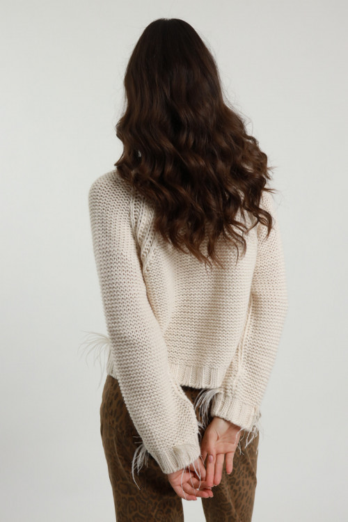 Susy Mix Cardigan Trecce e Piume Vendita Calda