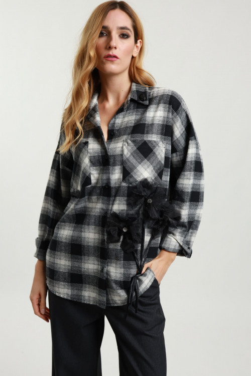 Susy Mix Camicia Check con Fiori Fino al 65% di sconto