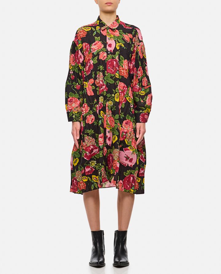 Junya Watanabe FLOWER PATTERN PRINTED SHIRT DRESS Smaltimento dello stoccaggio