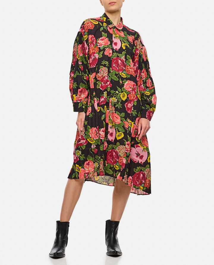 Junya Watanabe FLOWER PATTERN PRINTED SHIRT DRESS Smaltimento dello stoccaggio