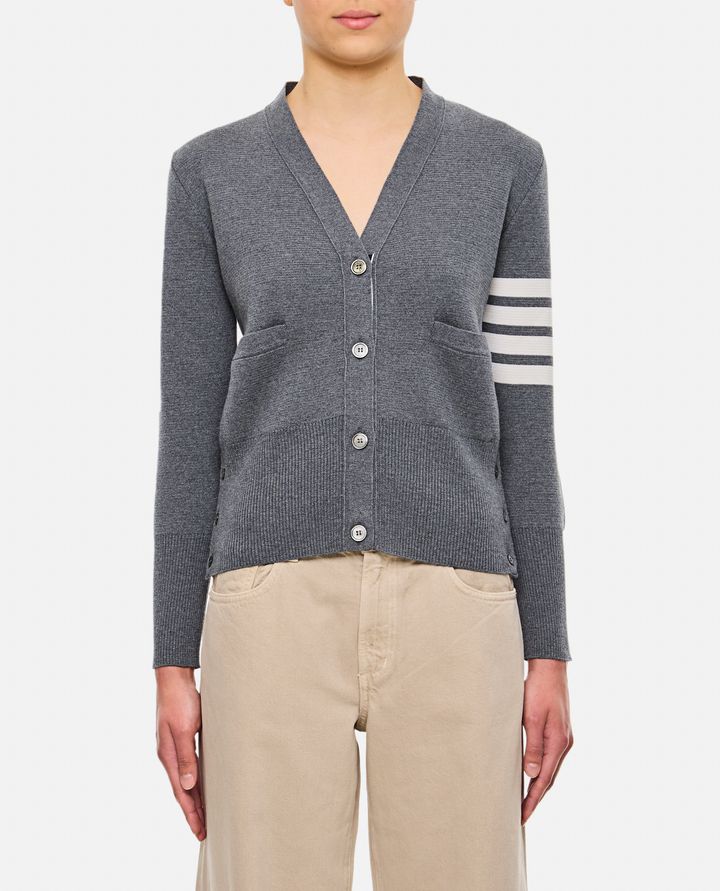 Thom Browne CARDIGAN MILANO CLASSIC SCOLLO A V GRIGIO DA DONNA - THOM BROWNE Latest stili