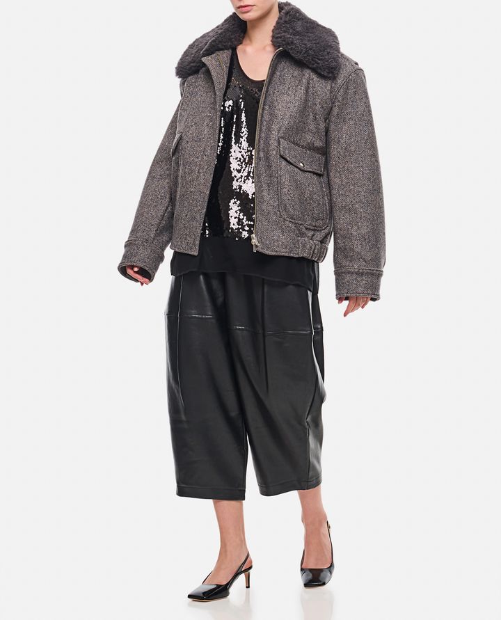Stella McCartney GIACCA CON ZIP E PROFILI IN LANA TEDDY Soddisfazione Garantita