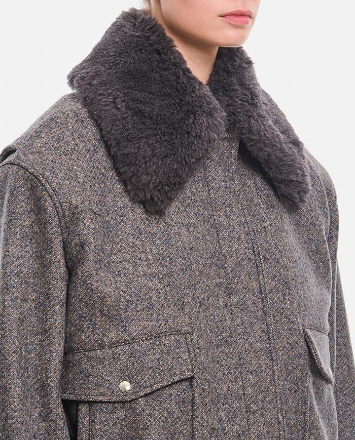 Stella McCartney GIACCA CON ZIP E PROFILI IN LANA TEDDY Soddisfazione Garantita