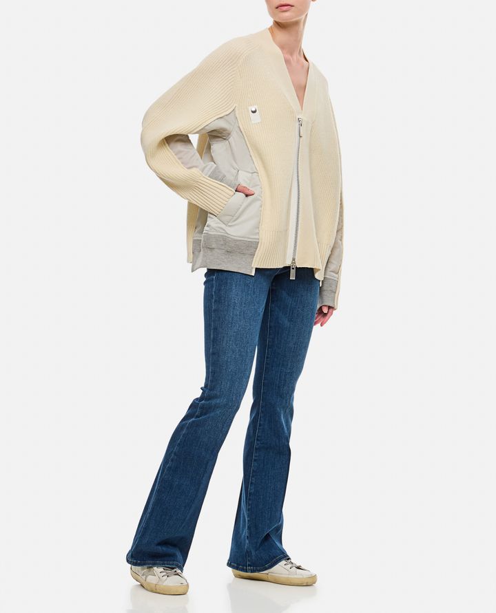 Sacai MCARDIGAN IN LANA E TWILL DI NYLON Vendita calda