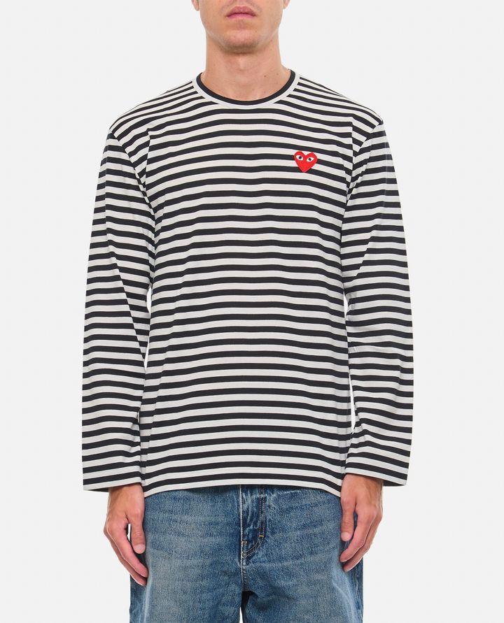 Comme Des Garçons Play MAGLIETTA A MANICHE LUNGHE A RIGHE CON LOGO Negozi Online