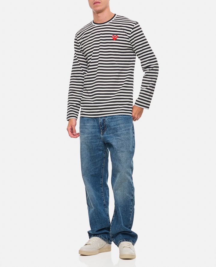 Comme Des Garçons Play MAGLIETTA A MANICHE LUNGHE A RIGHE CON LOGO Negozi Online